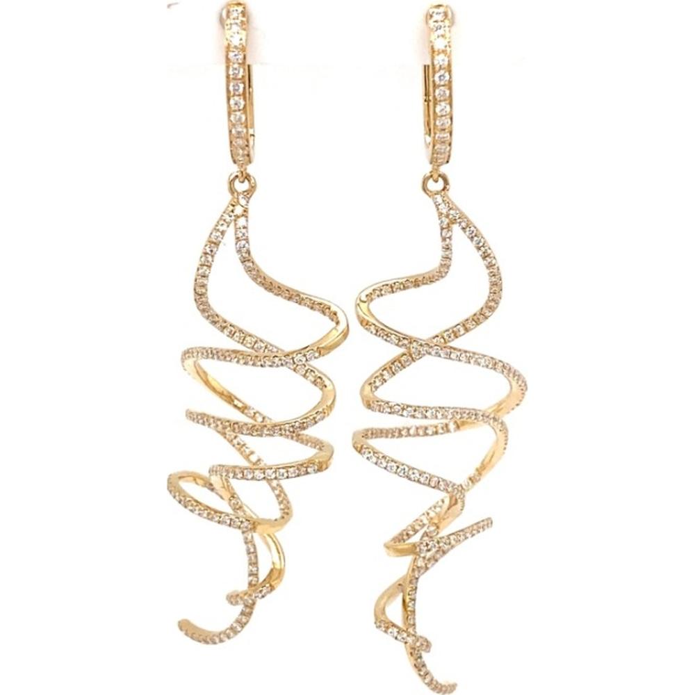 18K Yellow Gold Free-Form Drop Earrings with Diamond-Accented Huggie Tops by Afarin