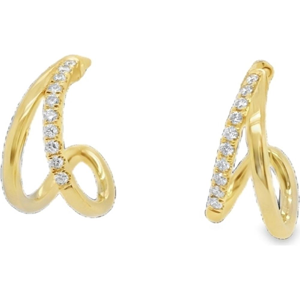 18K Yellow Gold Free-Form Earrings with Round Diamonds by Afarin