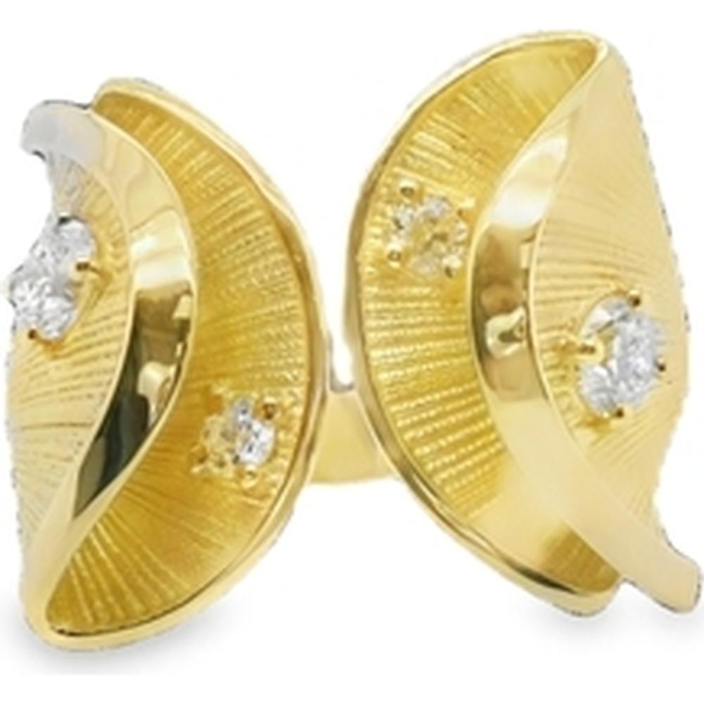 18K Yellow Gold Free Form Leaf-Inspired Diamond Ring by Afarin