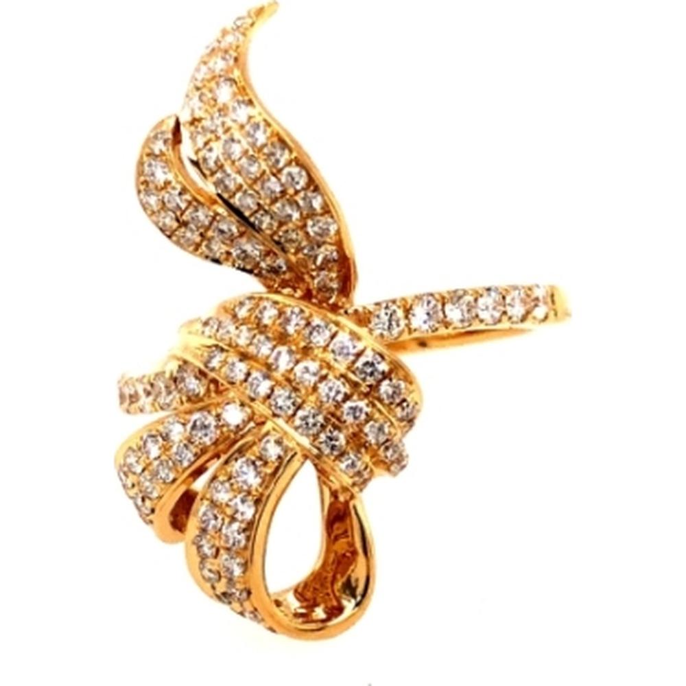 18K Yellow Gold Free Form Pavé Diamond Statement Ring by Afarin