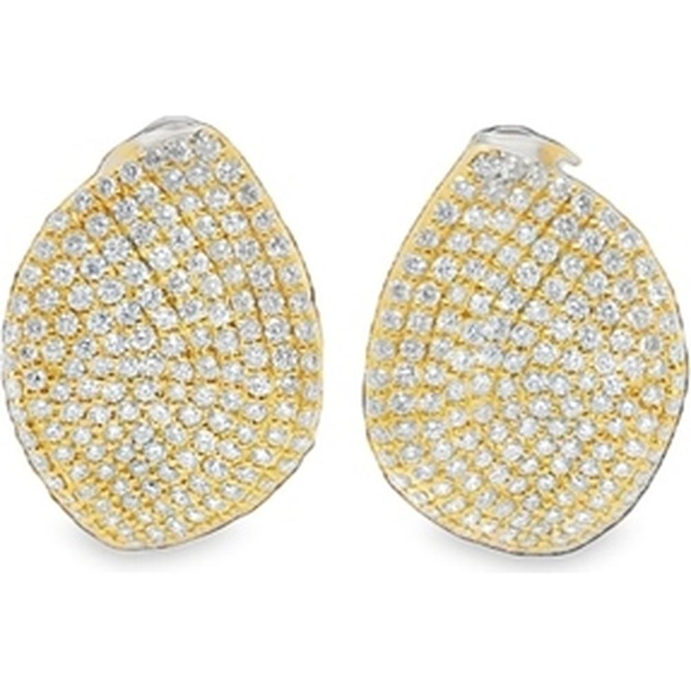 18K Yellow Gold Free-Form Pavé Diamond Stud Earrings by Afarin