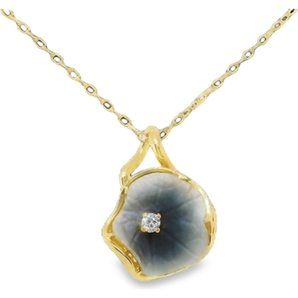 18K Yellow Gold Free-Form Pendant Necklace with Center Diamond Accent by Afarin