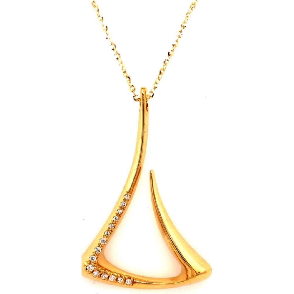 18K Yellow Gold Free-Form Pendant Necklace with Round Diamonds by Afarin