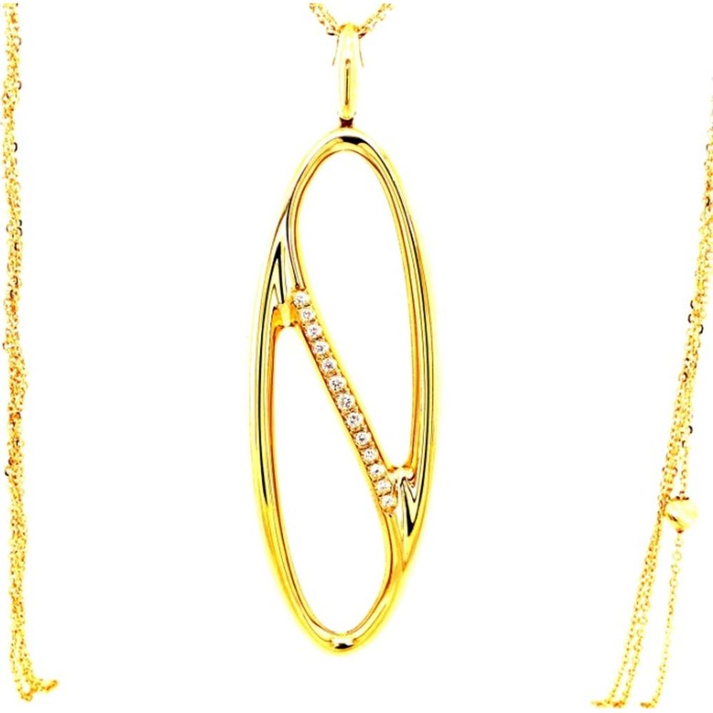 18K Yellow Gold Free-Form Pendant Necklace with Round Diamonds by Afarin