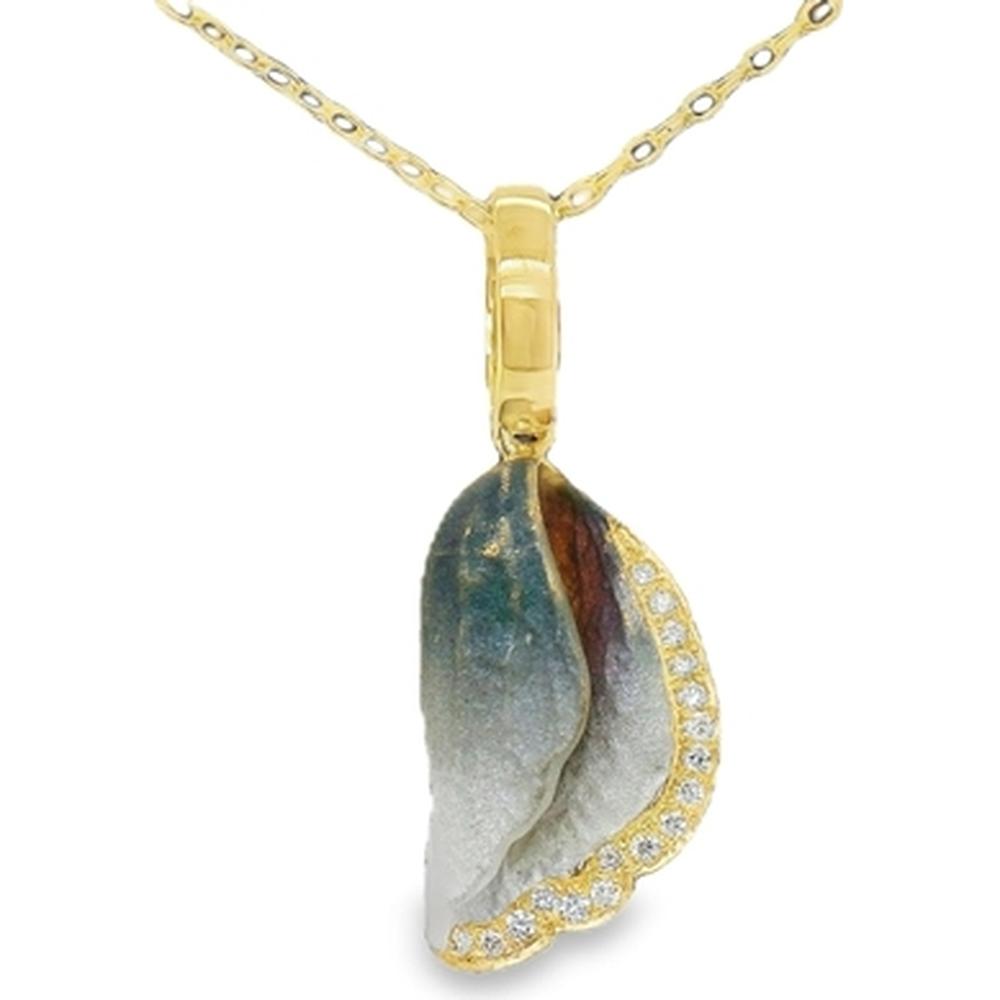 18K Yellow Gold Free Form Pendant with Diamond Accents by Afarin