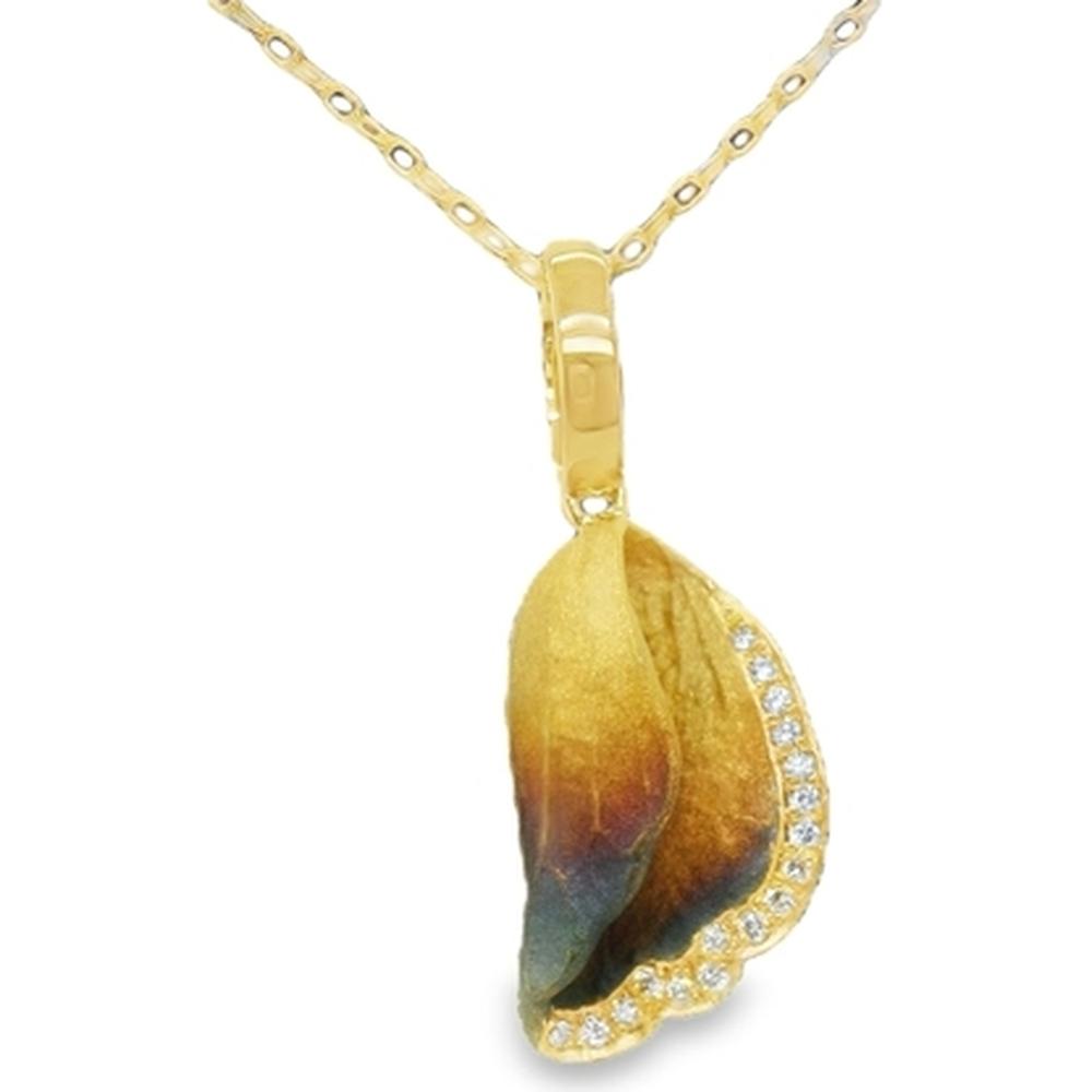 18K Yellow Gold Free-Form Pendant with Diamond Accents by Afarin