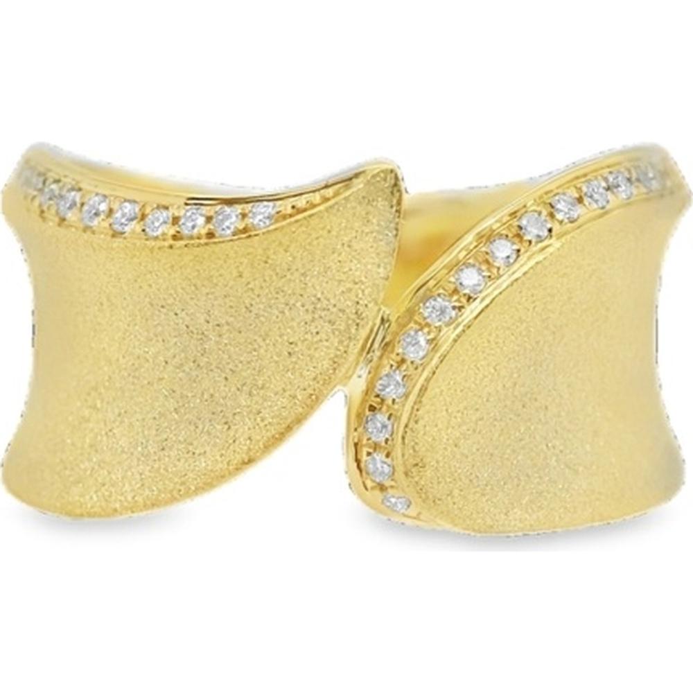 18K Yellow Gold Free Form Ring with Diamond Accents by Afarin