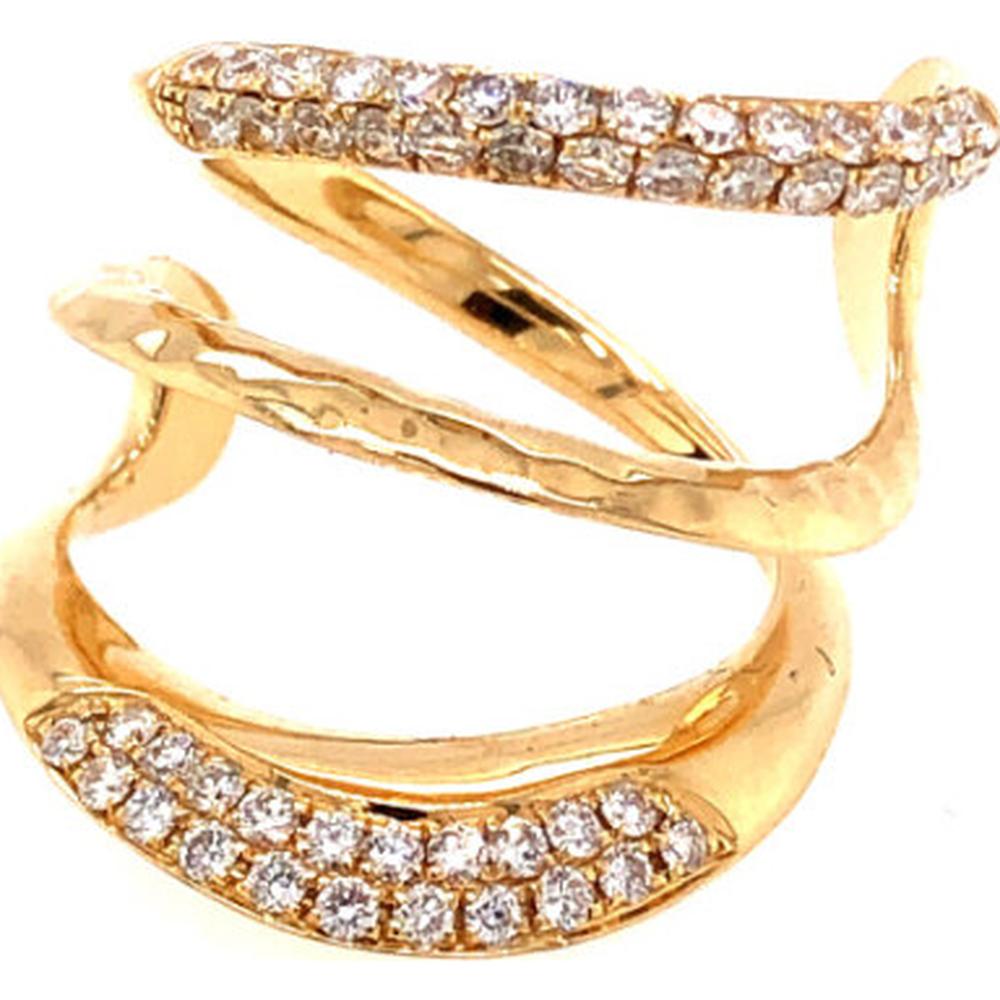18K Yellow Gold Free Form Ring with Pavé Set Round Diamonds by Afarin