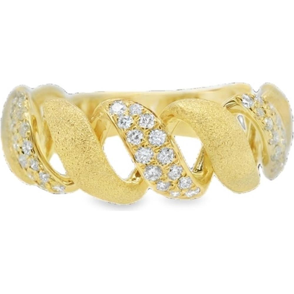 18K Yellow Gold Free-Form Ring with Pavé Set Round Diamonds by Afarin