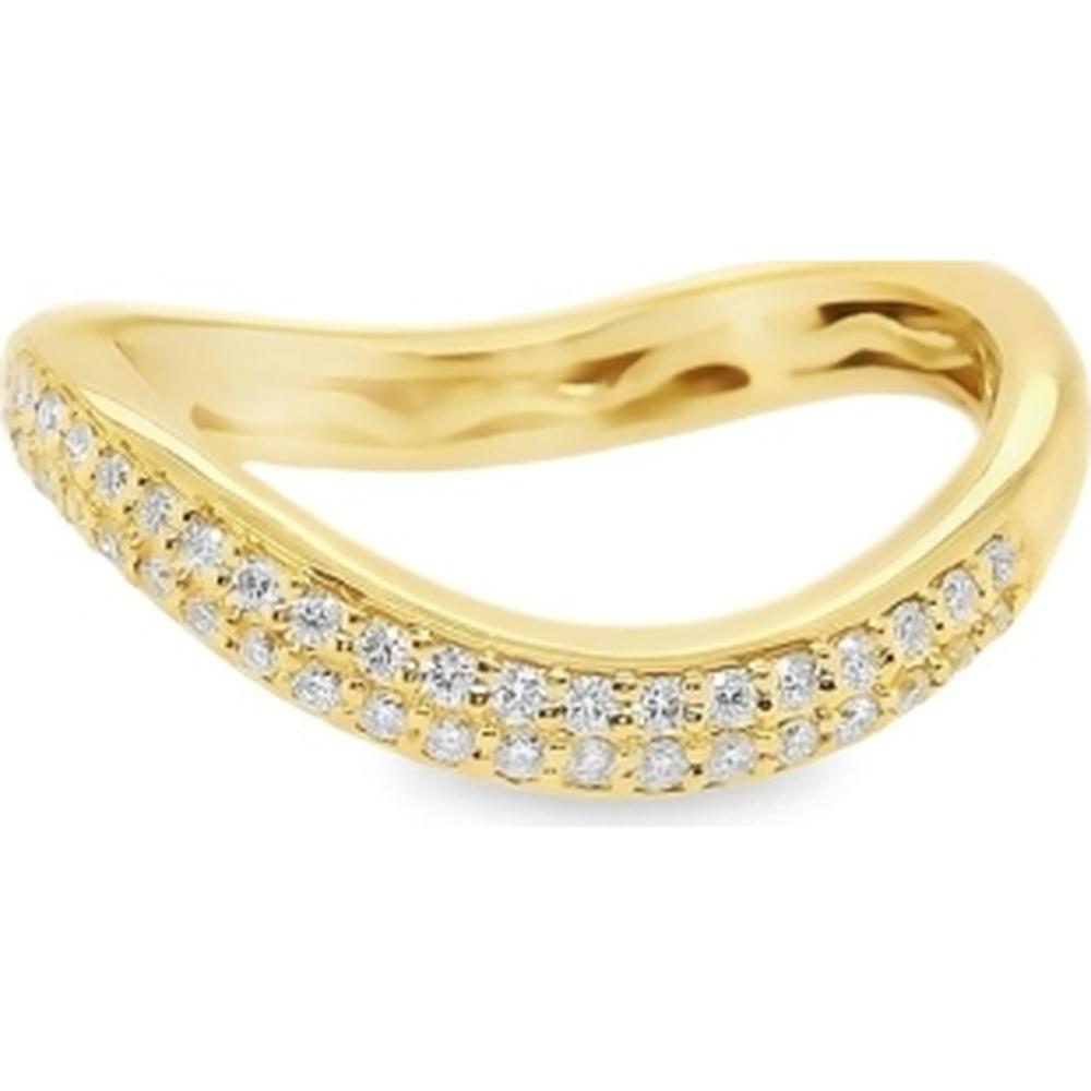18K Yellow Gold Free-Form Ring with Pavé Set Round Diamonds by Afarin