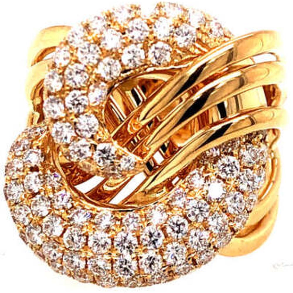 18K Yellow Gold Free-Form Statement Ring with Round Diamonds by Afarin