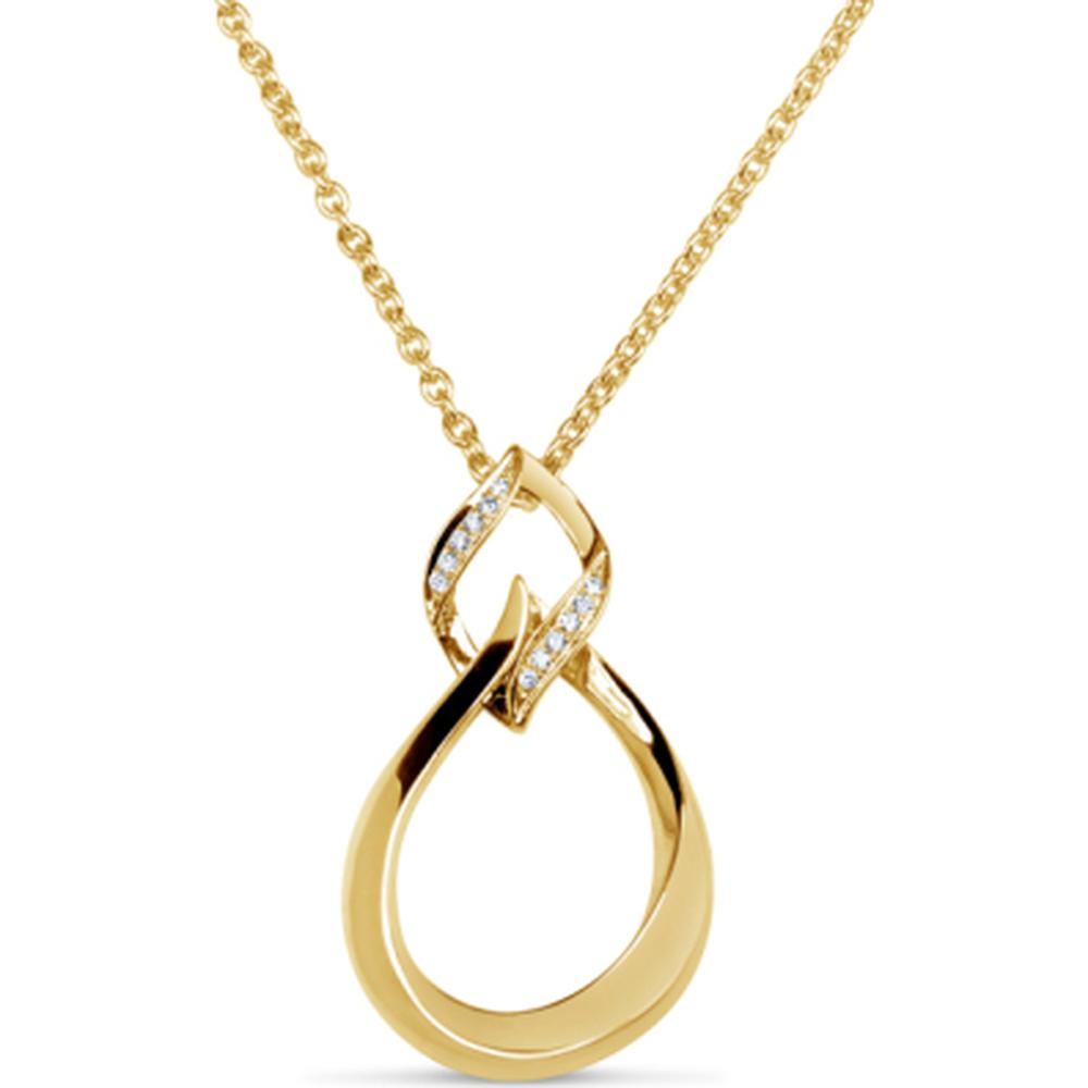 18K Yellow Gold Free Form Teardrop Pendant with Diamond Accents by Afarin