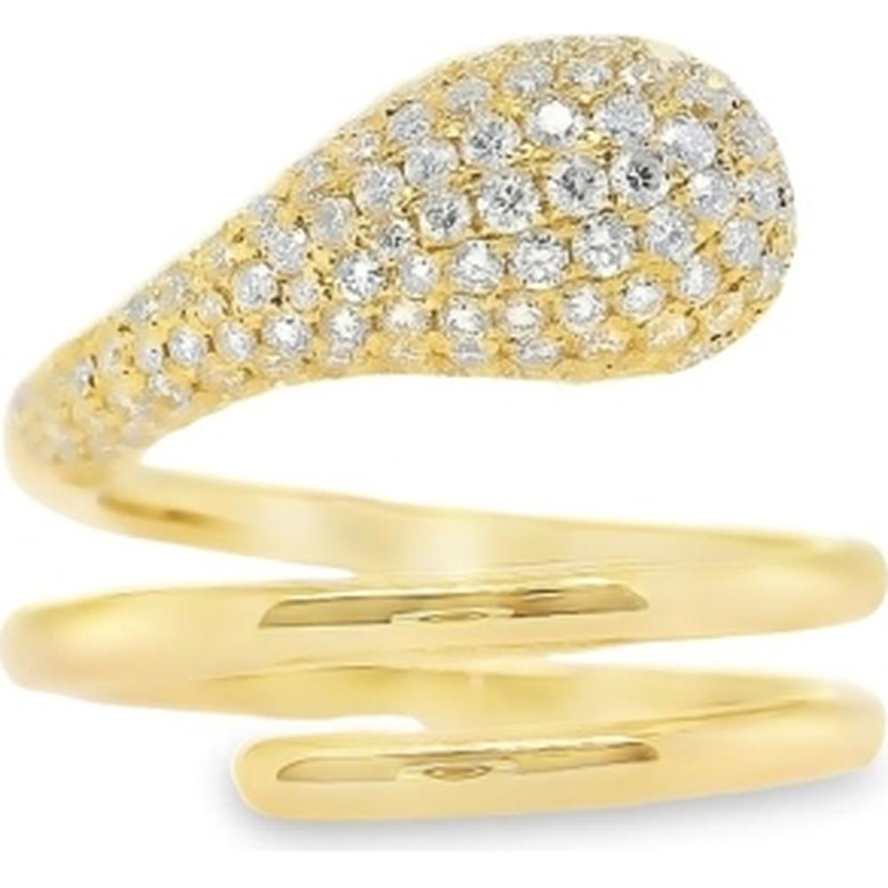 18K Yellow Gold Free Form Wrap Ring with Pavé Set Round Diamonds by Afarin