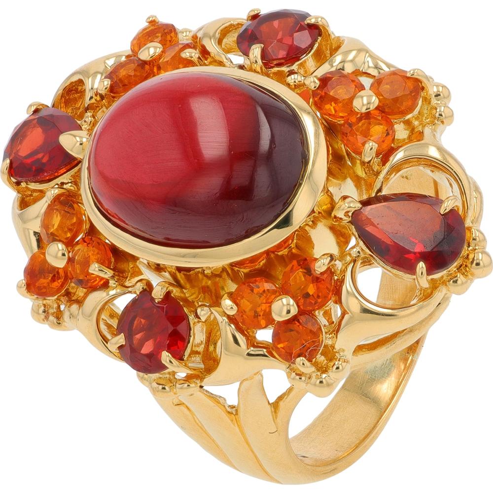18K Yellow Gold Garnet and Citrine Statement Ring - 5.76 Carat Total Gem Weight