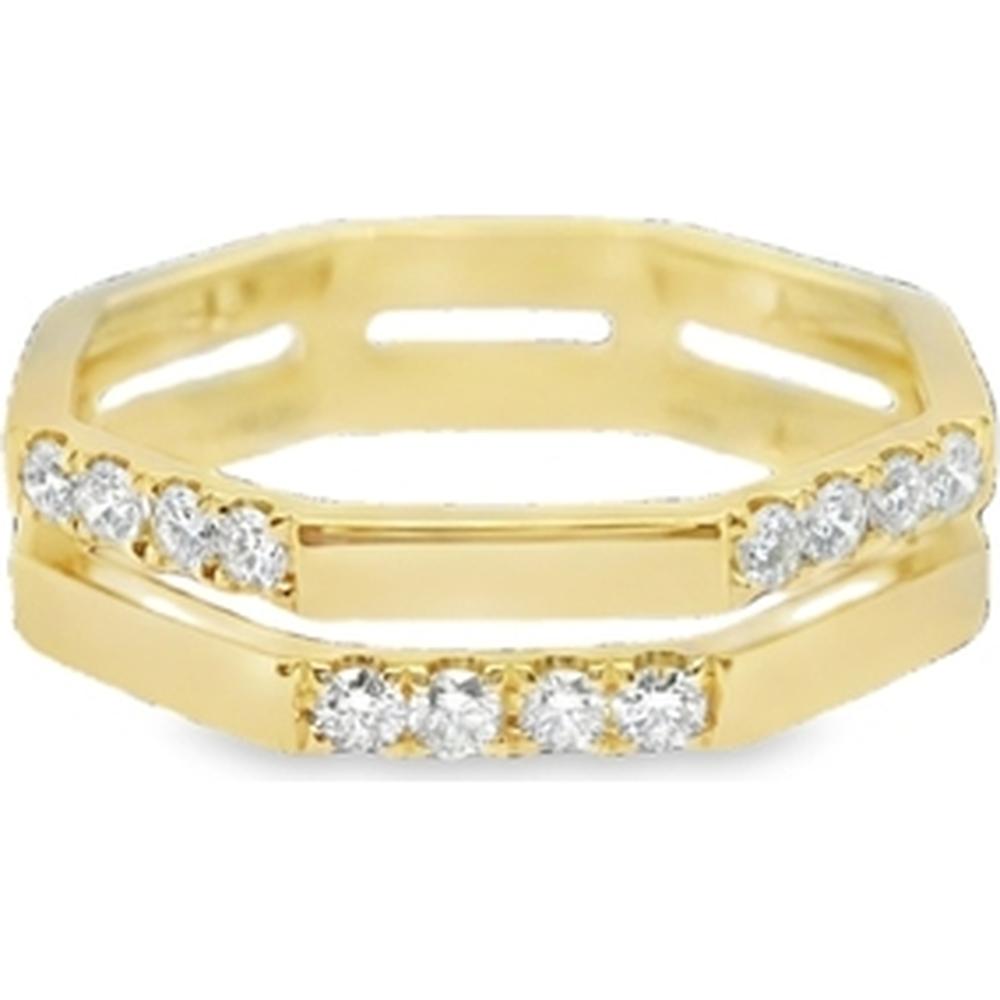 18K Yellow Gold Geometric Band Ring with Round Diamonds by Afarin