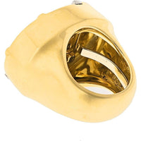 18K Yellow Gold Geometric Black and White Enamel Diamond Accent Cocktail Ring by David Webb - 32.2g Total Metal Weight