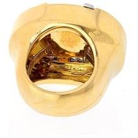 18K Yellow Gold Geometric Black and White Enamel Diamond Accent Cocktail Ring by David Webb - 32.2g Total Metal Weight