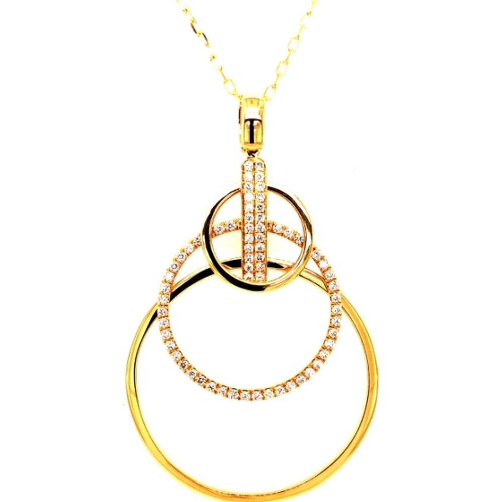 18K Yellow Gold Geometric Circle Pendant Necklace with Diamond Accents by Afarin