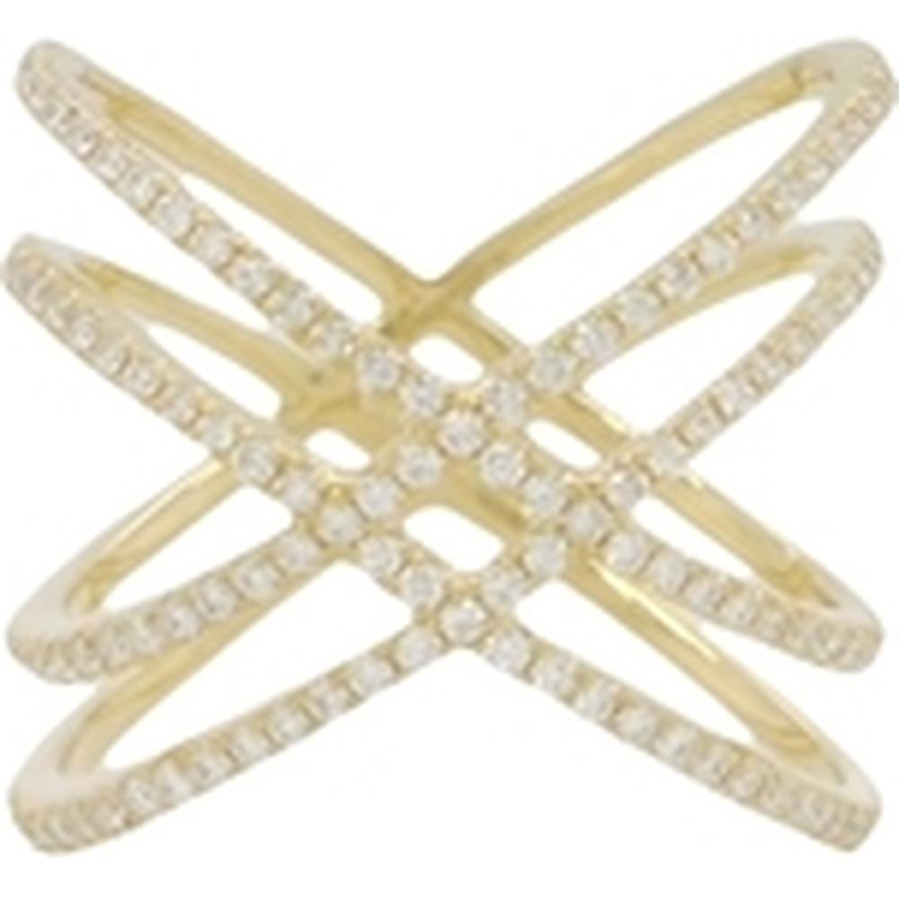 18K Yellow Gold Geometric Crisscross Diamond Ring by Afarin