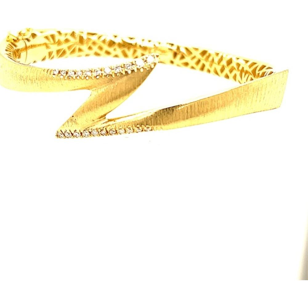 18K Yellow Gold Geometric Diamond Bangle Bracelet by Afarin