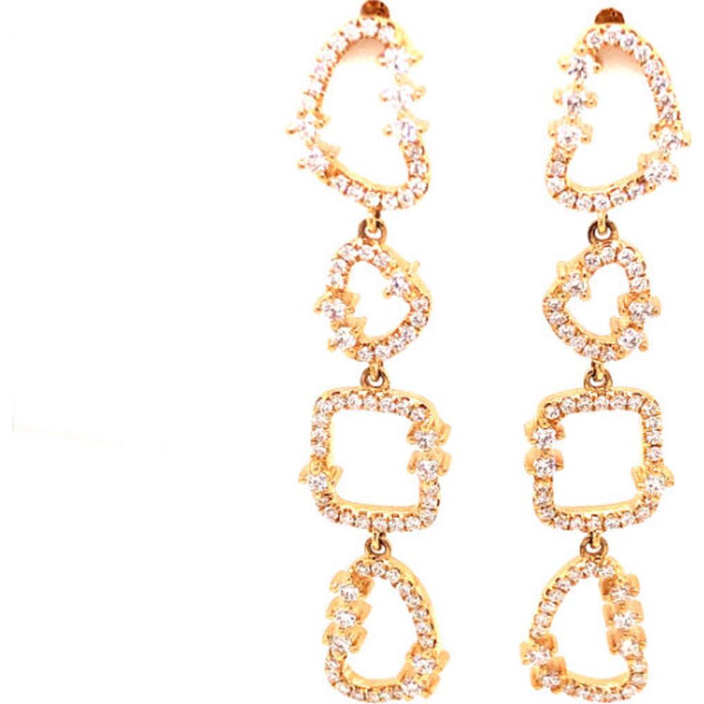 18K Yellow Gold Geometric Diamond Drop Earrings by Afarin