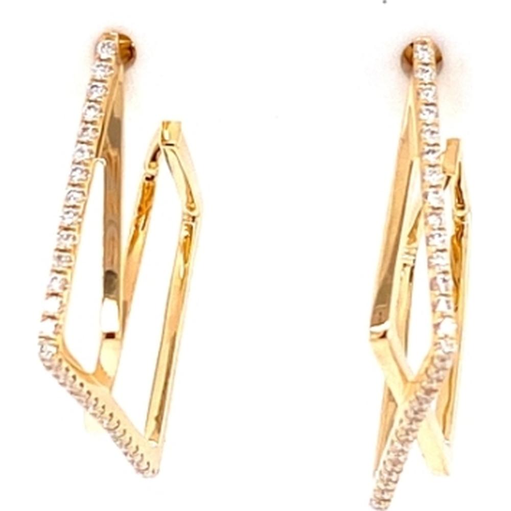 18K Yellow Gold Geometric Diamond Earrings by Afarin