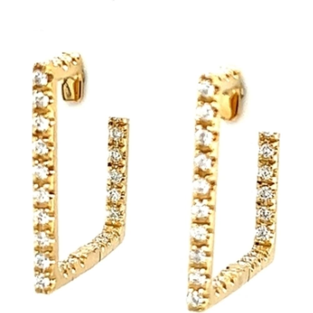 18K Yellow Gold Geometric Diamond Earrings by Afarin