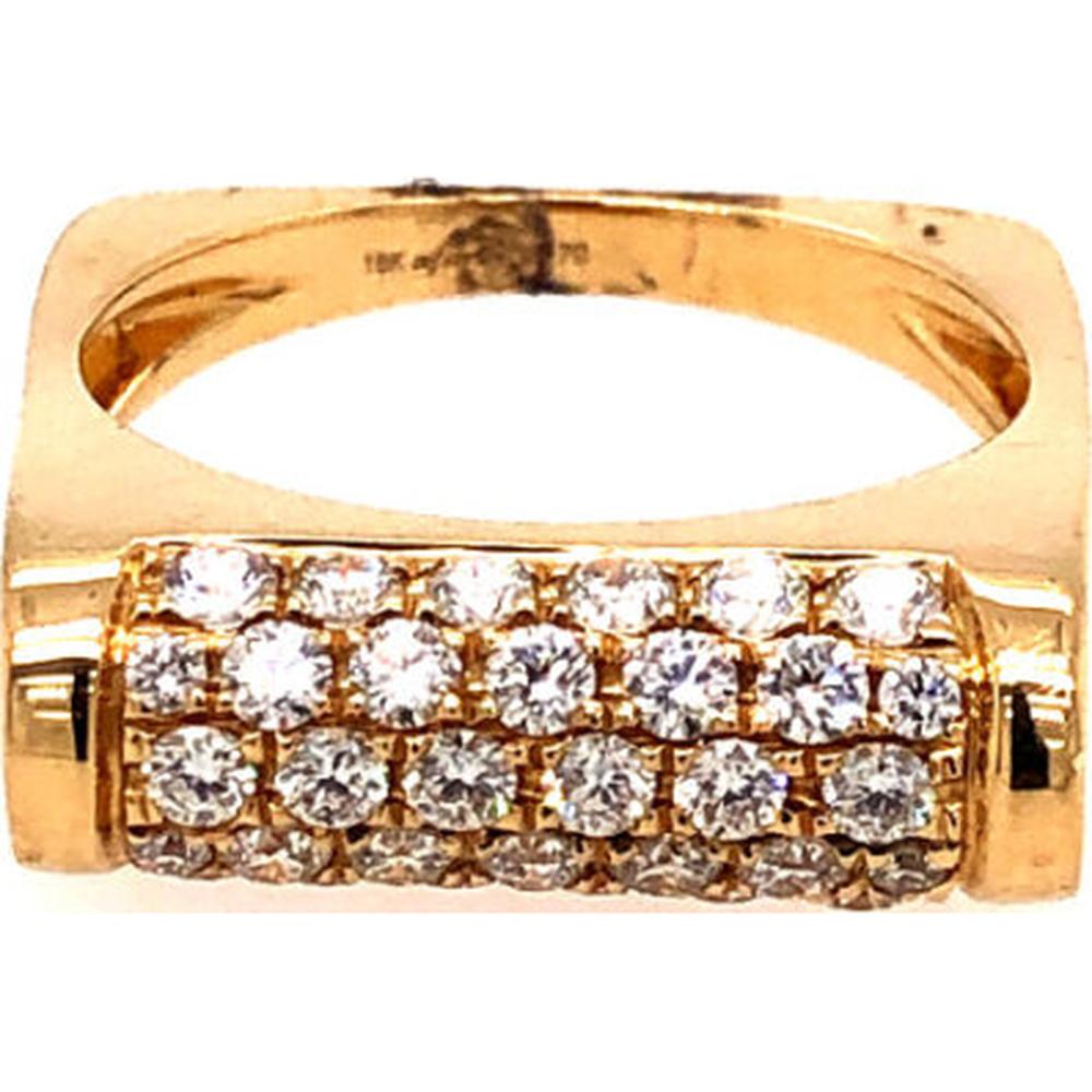 18K Yellow Gold Geometric Diamond Ring with Multi-Row Round Diamonds by Afarin