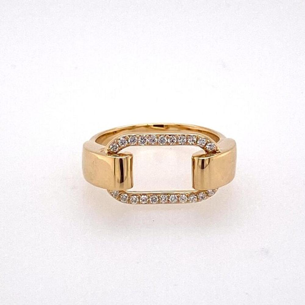 18K Yellow Gold Geometric Diamond Ring with Open Link Design by Afarin