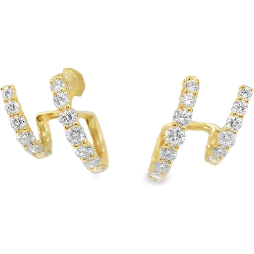 18K Yellow Gold Geometric Diamond Stud Earrings by Afarin