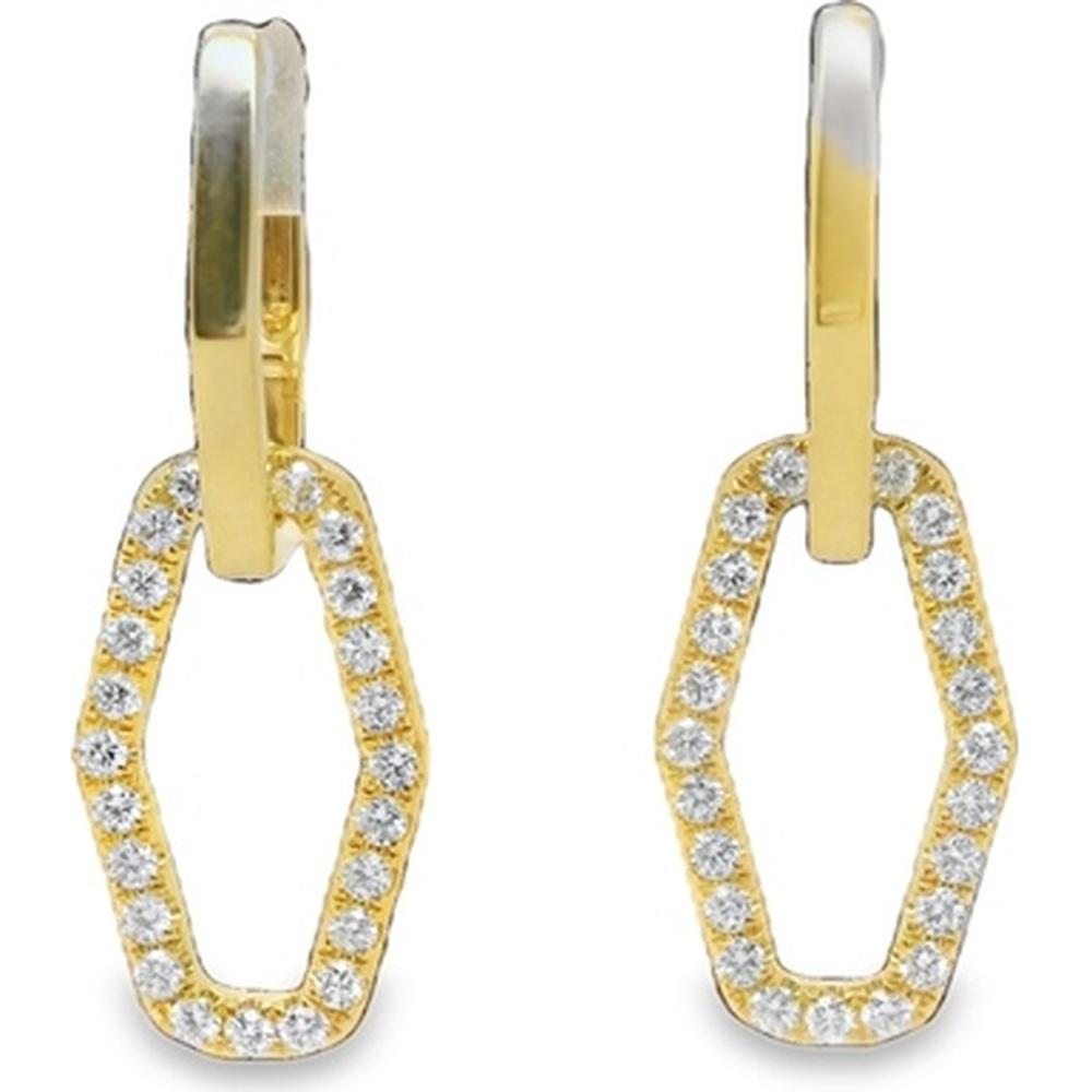 18K Yellow Gold Geometric Drop Earrings with Diamond Accents by Afarin