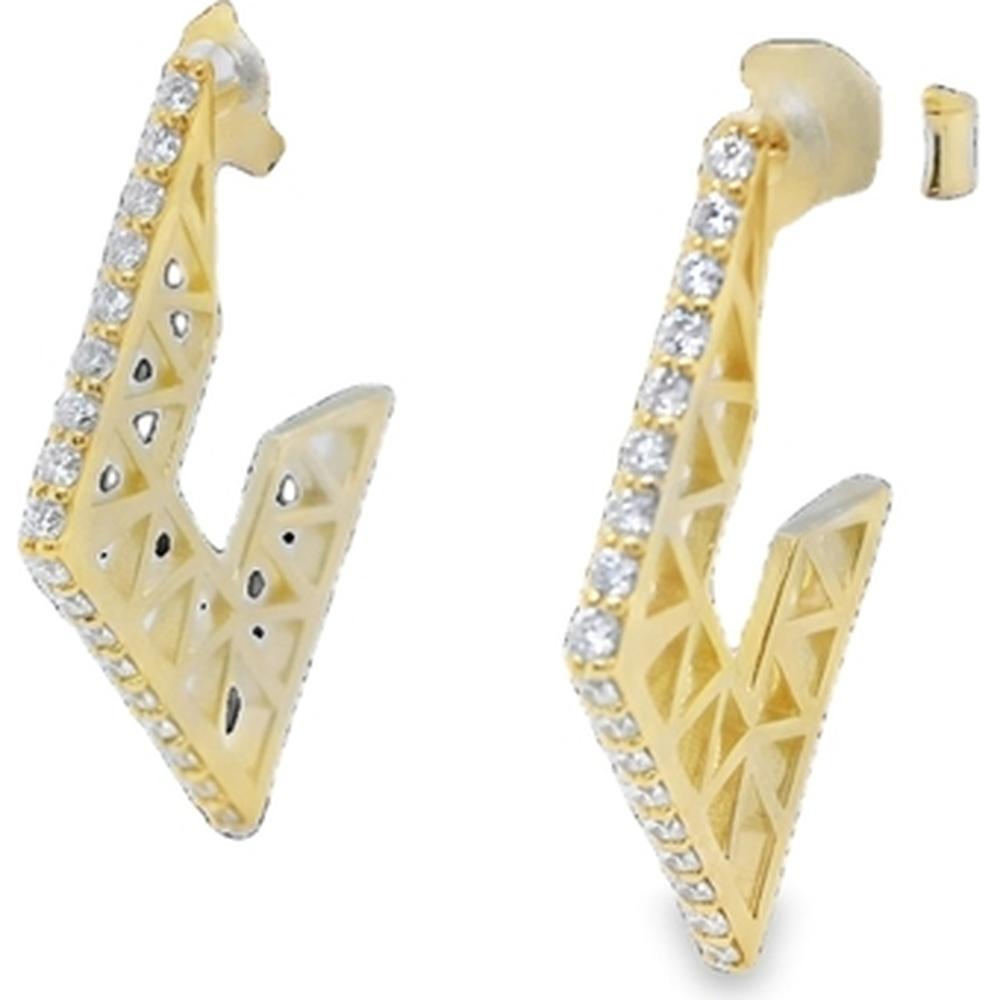 18K Yellow Gold Geometric Drop Earrings with Diamond Accents by Afarin