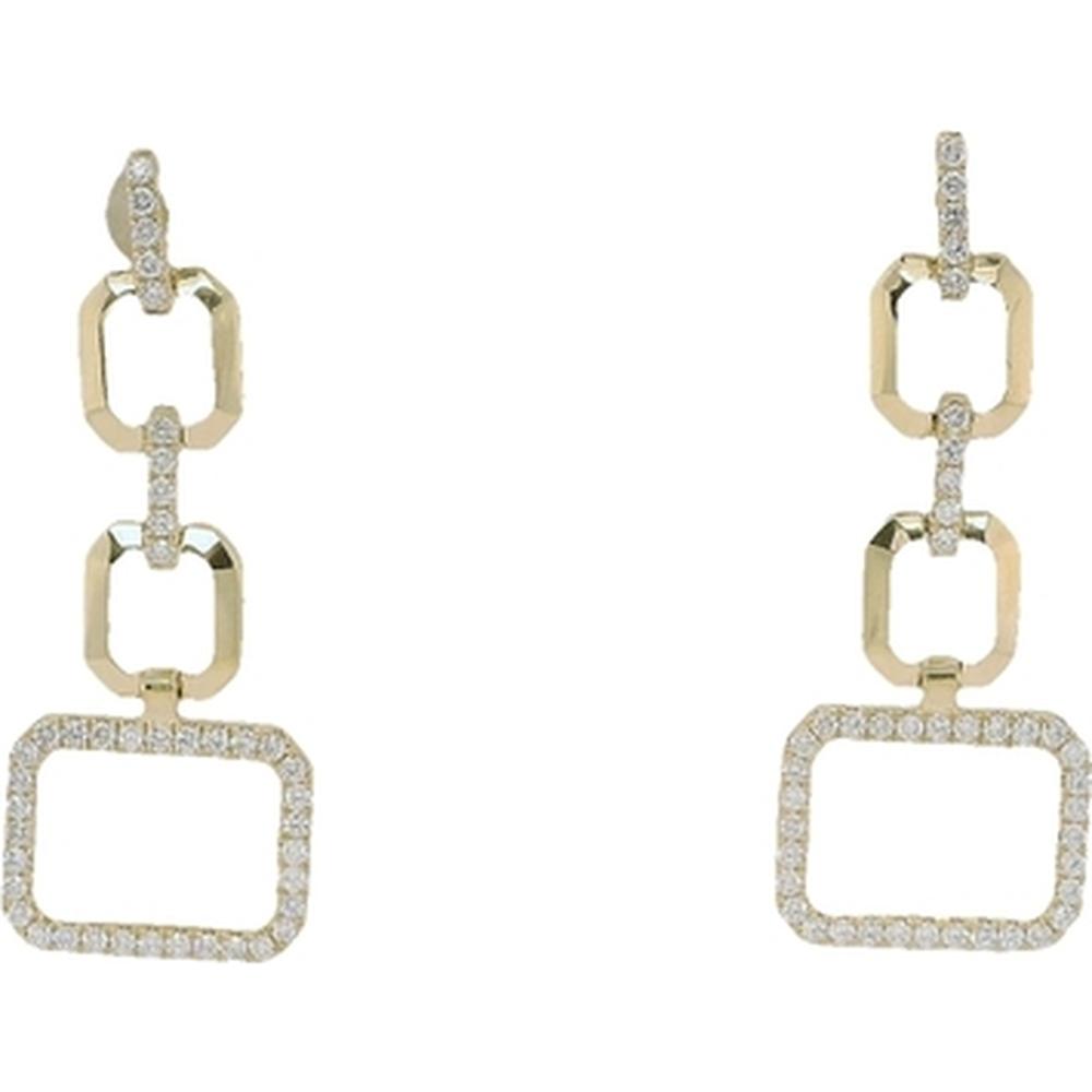 18K Yellow Gold Geometric Drop Earrings with Diamond Accents by Afarin