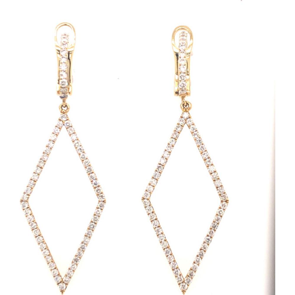 18K Yellow Gold Geometric Drop Earrings with Round Diamonds by Afarin
