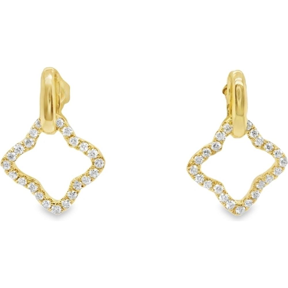 18K Yellow Gold Geometric Drop Earrings with Round Diamonds by Afarin