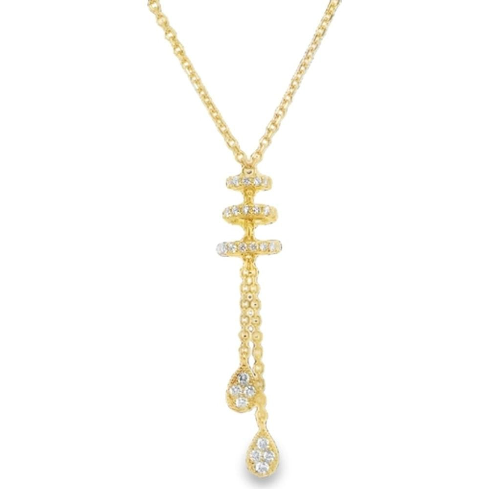 18K Yellow Gold Geometric Drop Necklace with Diamond Accents by Afarin