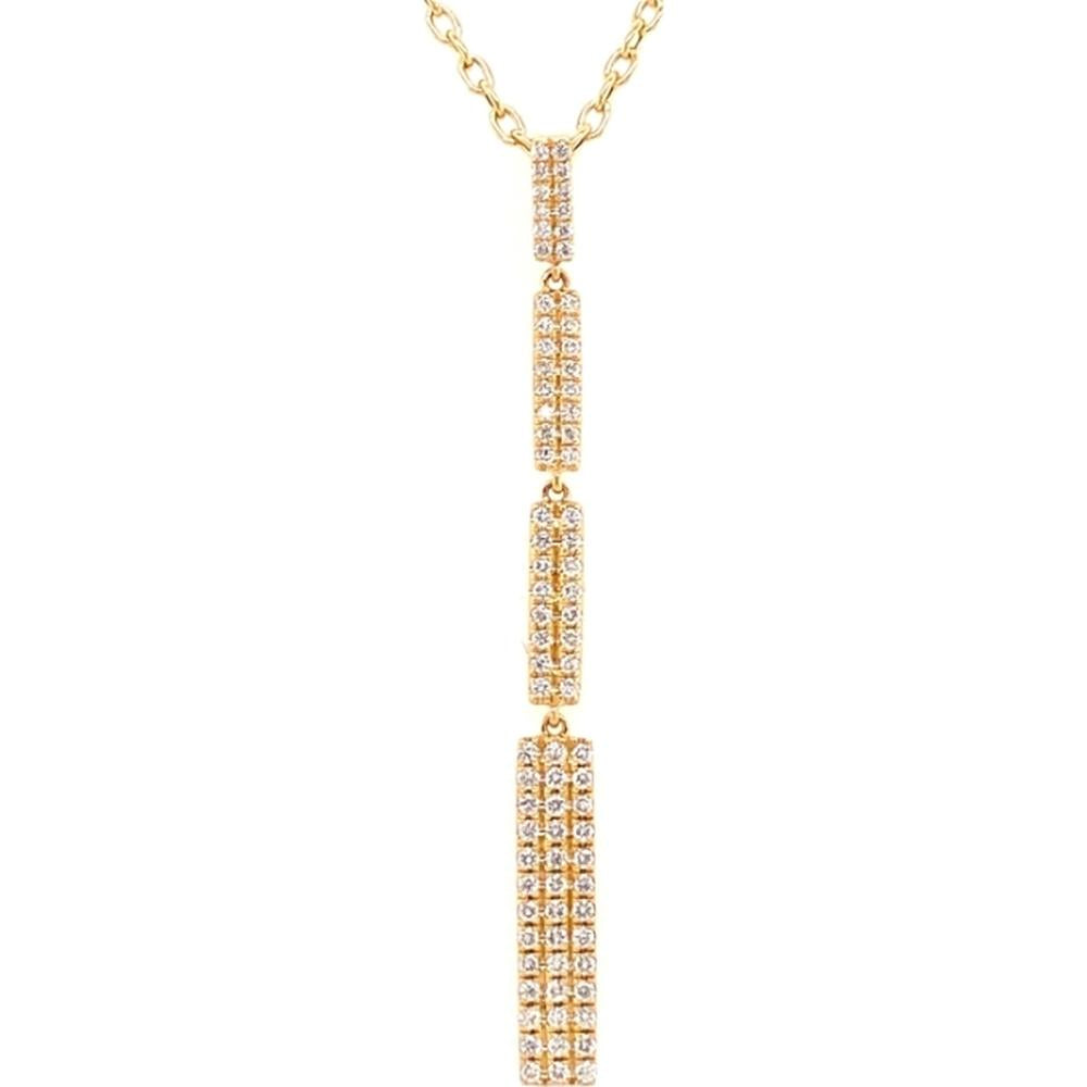 18K Yellow Gold Geometric Drop Pendant Necklace with Round Diamonds by Afarin