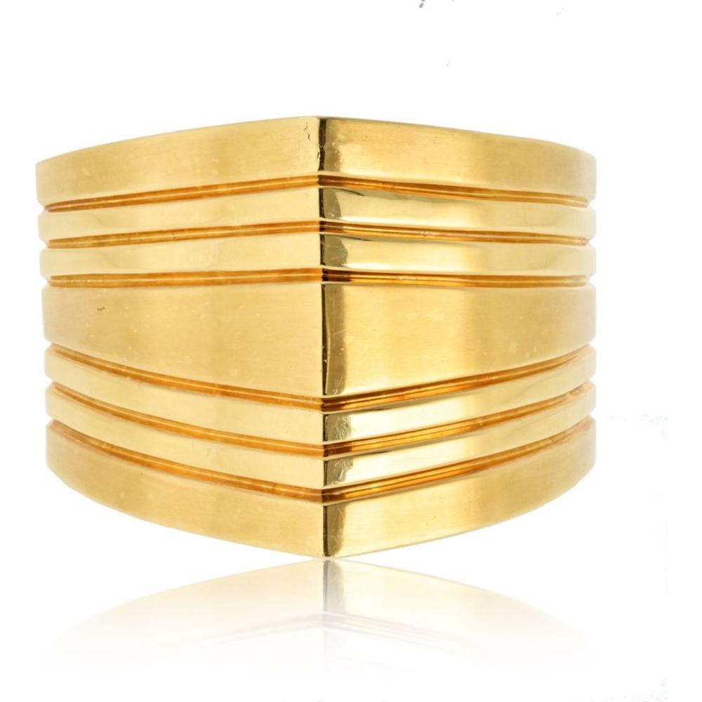 18K Yellow Gold Geometric Hinged Cuff Bangle Bracelet - Bold Architectural Design, 97 Grams