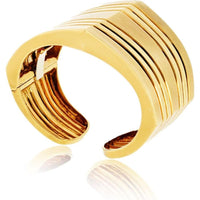18K Yellow Gold Geometric Hinged Cuff Bangle Bracelet - Bold Architectural Design, 97 Grams