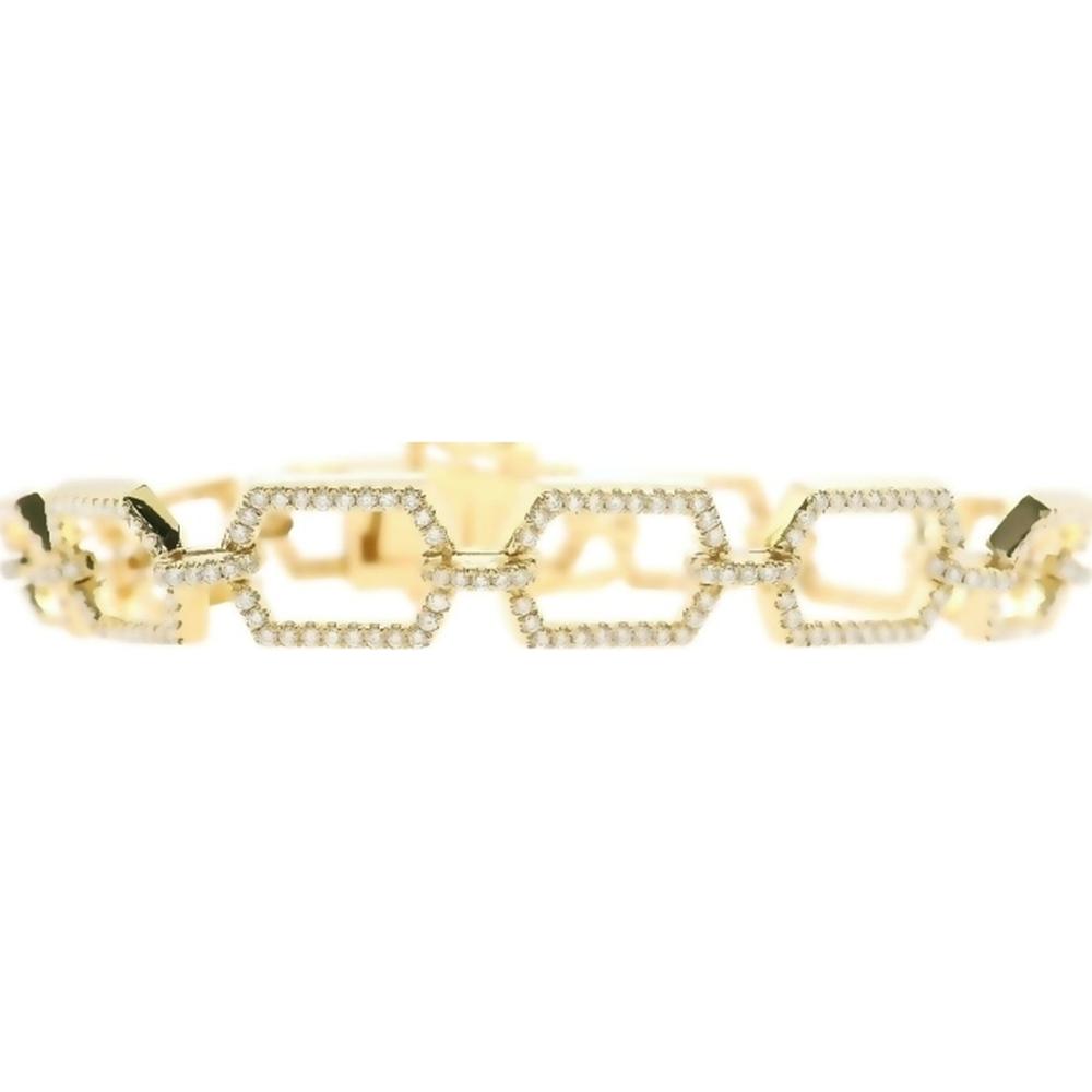 18K Yellow Gold Geometric Link Bracelet with Diamond Accents by Afarin
