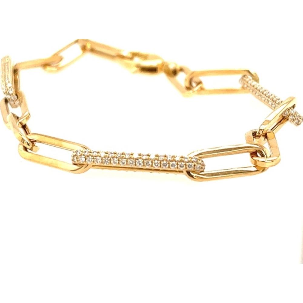 18K Yellow Gold Geometric Link Bracelet with Diamond Accents by Afarin