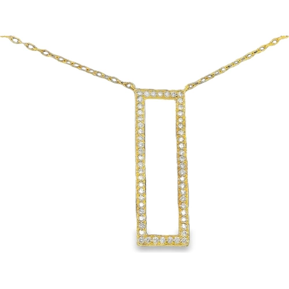 18K Yellow Gold Geometric Open Pendant Necklace with Round Diamonds by Afarin