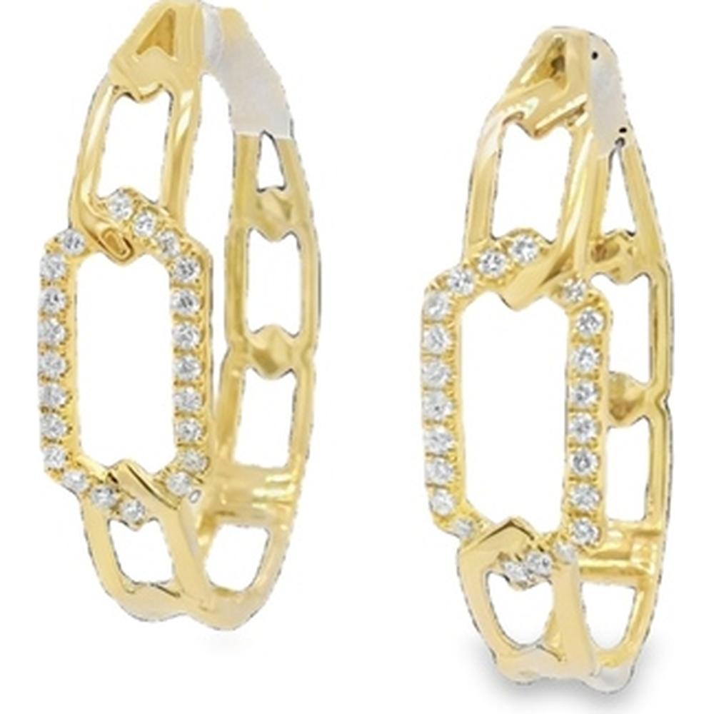18K Yellow Gold Geometric Openwork Earrings with Diamond Accents by Afarin