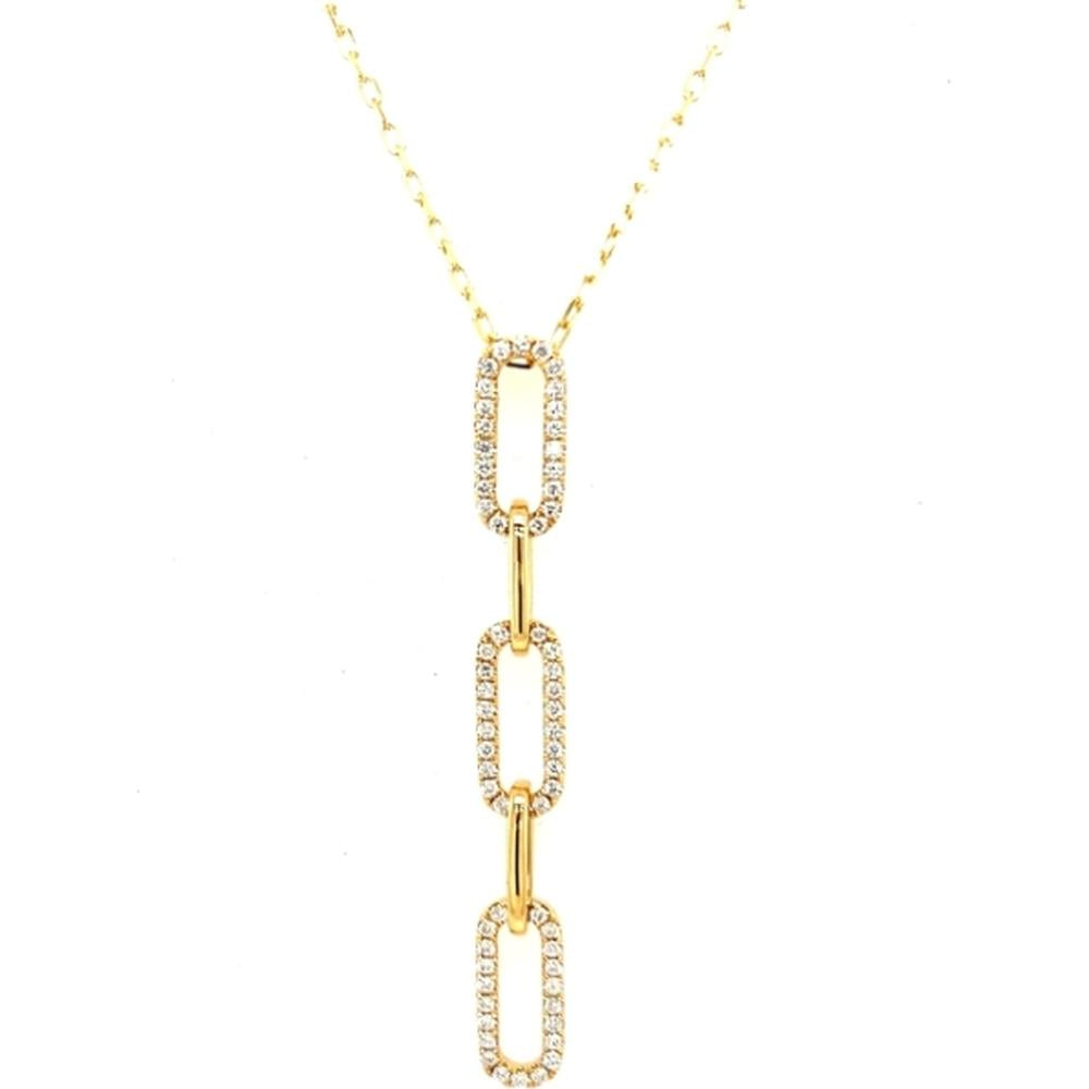 18K Yellow Gold Geometric Paperclip Link Pendant with Diamond Accents by Afarin