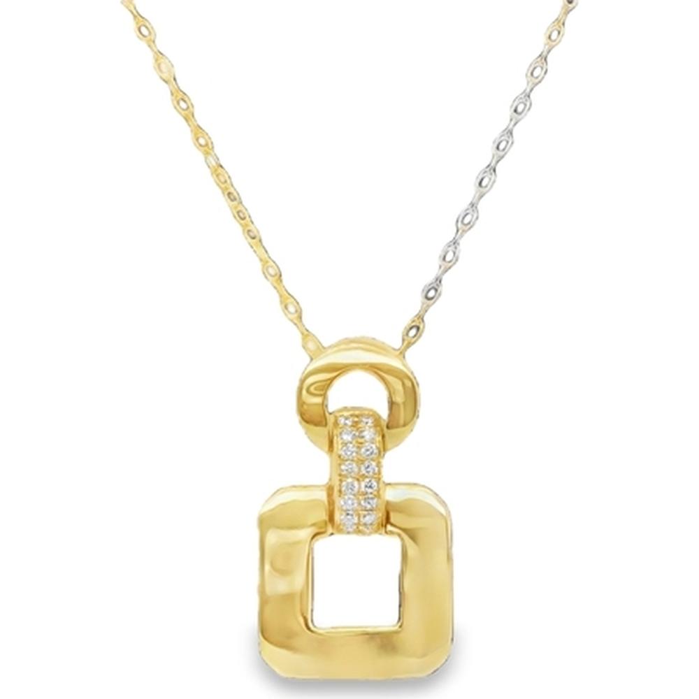 18K Yellow Gold Geometric Pendant Necklace with Diamond Accents by Afarin