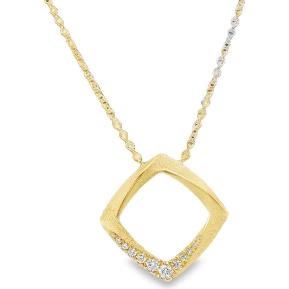 18K Yellow Gold Geometric Pendant Necklace with Round Diamond Accents by Afarin