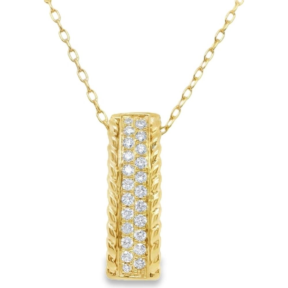 18K Yellow Gold Geometric Pendant Necklace with Round Diamonds by Afarin
