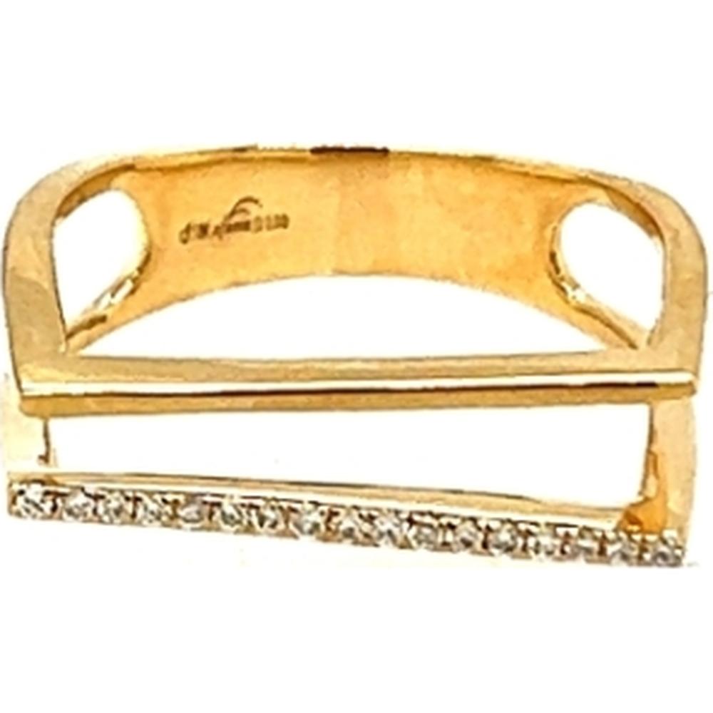 18K Yellow Gold Geometric Ring with Diamond Accent by Afarin