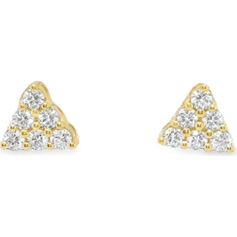18K Yellow Gold Geometric Triangle Diamond Stud Earrings by Afarin