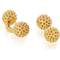 18K Yellow Gold Golf Ball Cuff Links Signed Hermès - Textured Designer Statement in Solid Gold